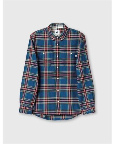 Pretty Green Pg Check Shirt Sn99 - Blue