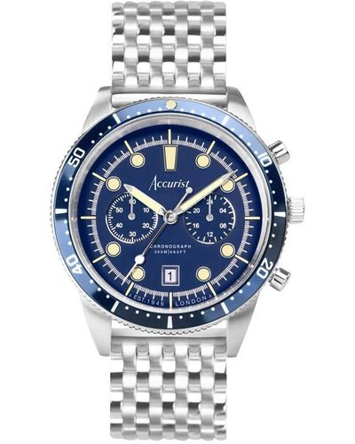 Accurist Stainless Steel Classic Analogue Quartz Watch - Blue