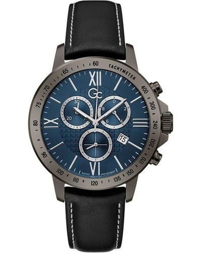 Gc Gents Prime Time Navy Blue Watch Y91003g7mf - Black
