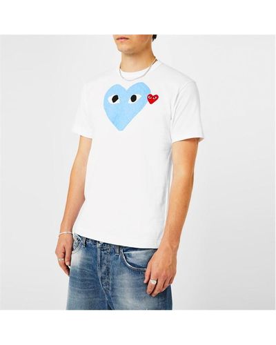COMME DES GARÇONS PLAY Double Heart Logo T-shirt - Blue