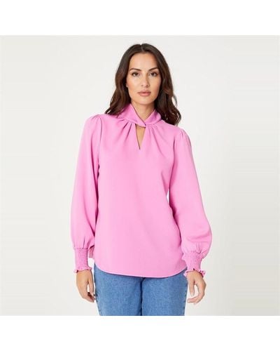 Be You Twist Neck Blouse - Pink