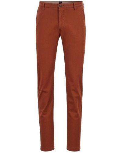 HUGO S Rice Chino Trousers Medium Brown 32w / 32l - Red