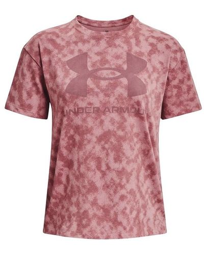 Under Armour Sportstyle All Over Print Heavyweight Short Sleeve, - Pink