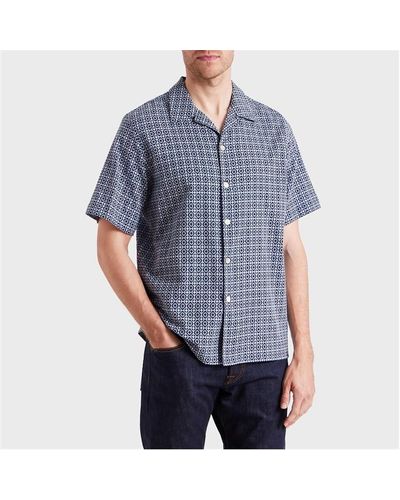 PS by Paul Smith Ps Geo Ss Shirt Sn43 - Blue