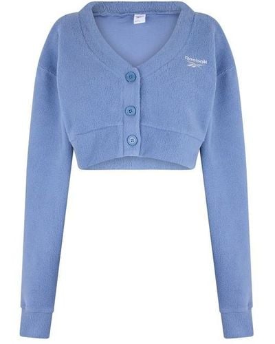 Reebok Classics Wide Knit Cardigan Sweatshirt - Blue