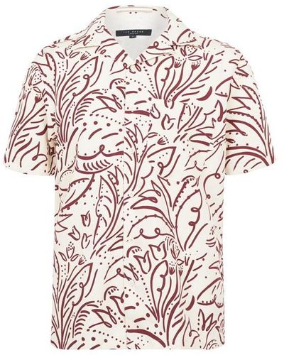 Ted Baker Viktor Floral Short Sleeve Shirt - Pink