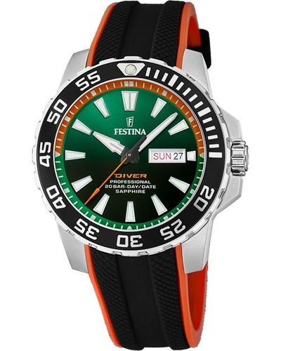 Festina Gents Diver Black Orange Watch F20662/2 - Green