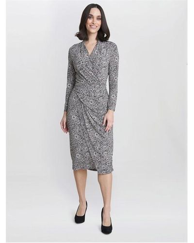 Gina Bacconi Janet Jersey Wrap Dress - Grey