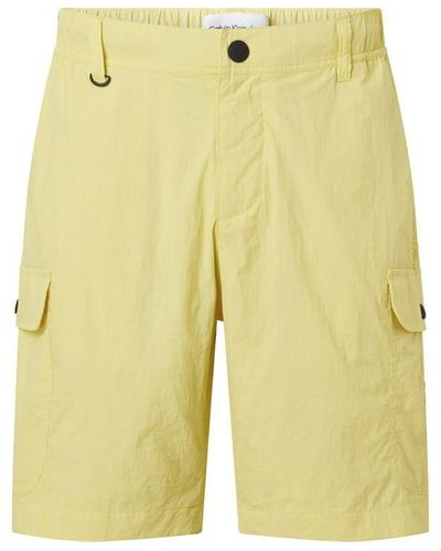 Calvin Klein Nylon Lightweight Cargo Shorts - Yellow