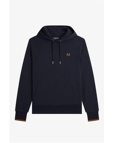 Fred Perry Logo Tipped Hoodie - Blue