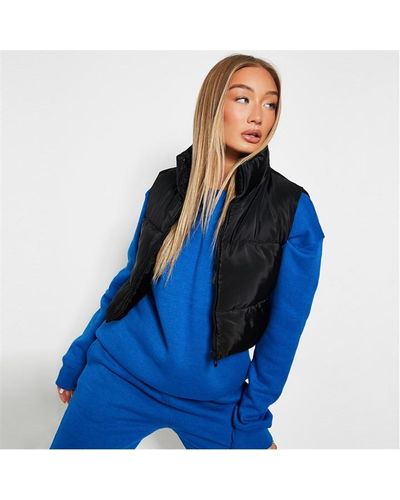 I Saw It First Cropped Padded Gilet - Blue
