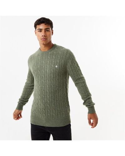 Jack Wills Marlow Merino Wool Blend Cable Knitted Jumper - Green