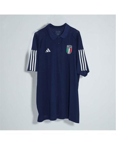 adidas Italy Tiro 23 Cotton Polo Shirt - Blue