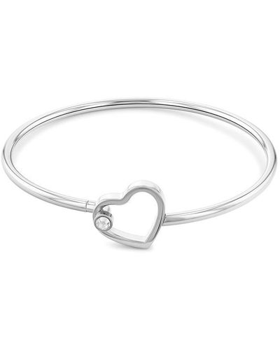 Tommy Hilfiger Stainless Steel Crystal Heart Bangle - Metallic