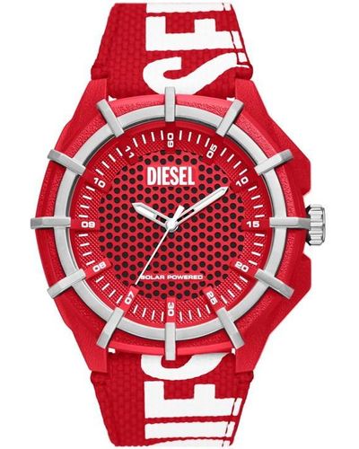 DIESEL Stainless Steel Fashion Analogue Solar Watch - Red