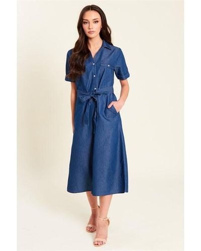 Be You Belted Midi Dress - Blue