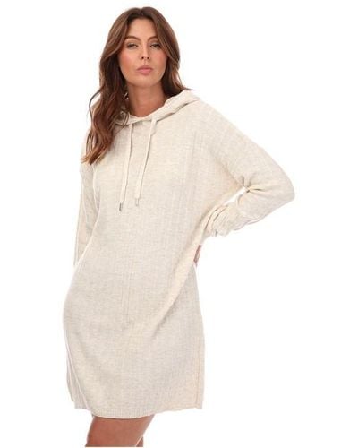 ONLY Tessa Carey Knitted Hoody Dress - Natural