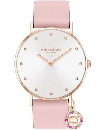 COACH Plated Stainless Steel Fashion Analogue Quartz Watch - Pink
