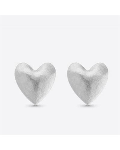 Mason Knight Yager 925 Sterling Embed Heart Stud - White