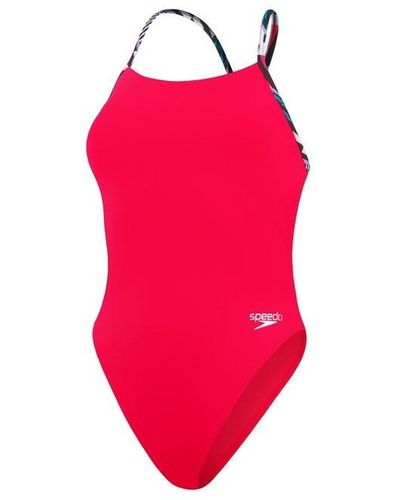 Speedo Lattice Tie-back Swimsuit - Red