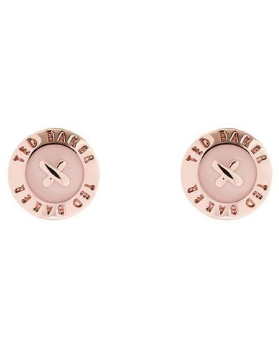 Ted Baker Enamel Mini Button Earrings For - Pink