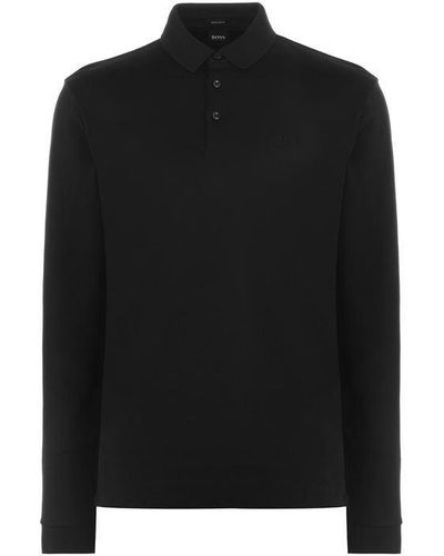 BOSS Pado 11 Long Sleeve Polo Shirt - Black