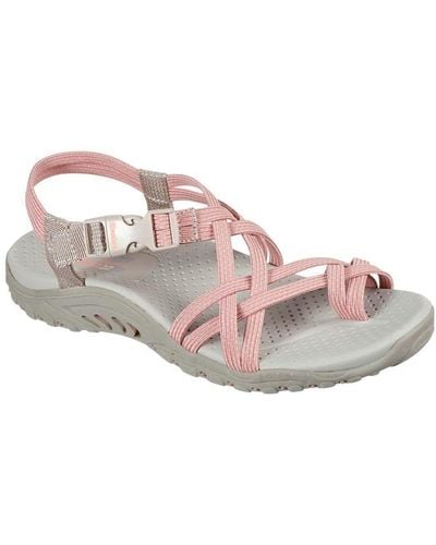 Skechers Multi Strap Toe Thong Slide Flat Sandals - Pink