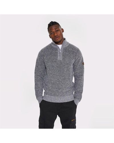 Bench Quarter Zip Knitted Top - Grey