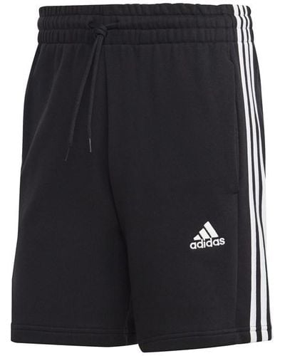 adidas S Essentials 3 Stripe Fleece Shorts Grey/green Spark L in Grey for  Men