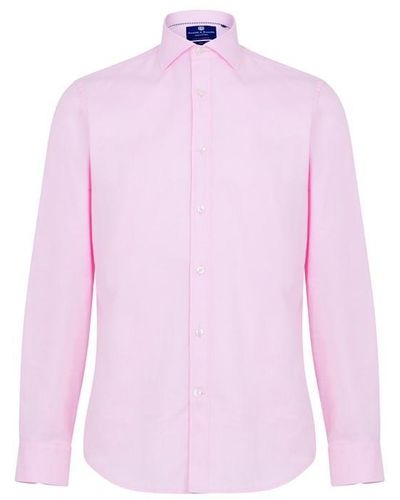 Haines and Bonner Edward Slim Fit Cutaway Collar Twill Shirt - Pink