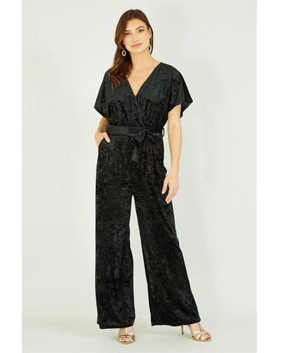 Yumi' Velvet Kimono Sleeve Jumpsuit - Black