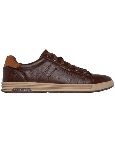Skechers 6 Eyelet Smooth Toe Lace Up Court Trainers - Brown