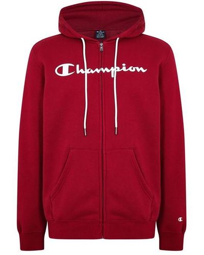 Champion Full Zip Logo Hoodie - Red