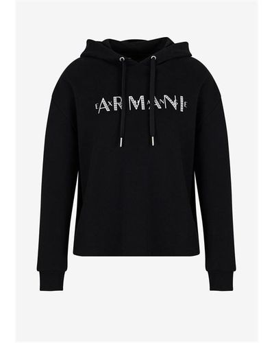 Armani Exchange Ax Logo Hoodie Ld34 - Black