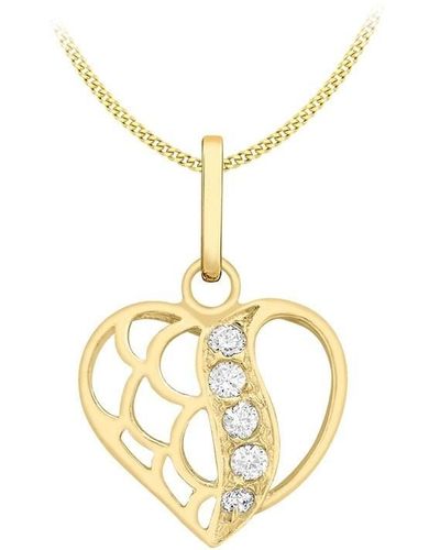 Be You 9ct Cz Open Heart Necklace - Metallic