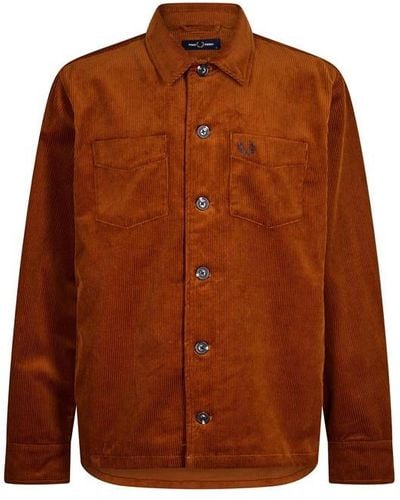 Fred Perry Cord Overshirt - Brown