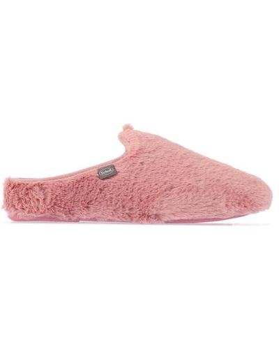 Scholl Maddy Faux Fur Mule Slippers - Pink
