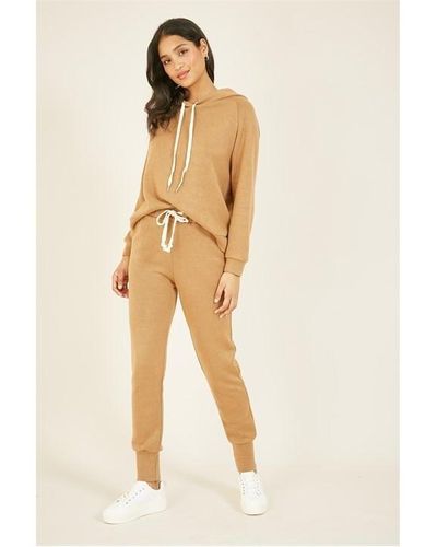 Yumi' Camel Loungewear Hoodie And joggers - Natural