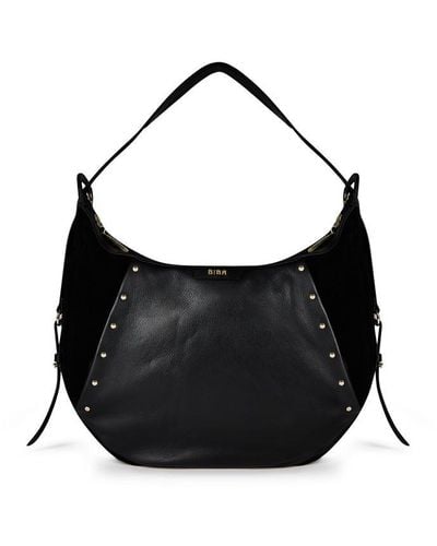 Biba Leather Studded Hobo Bag - Black
