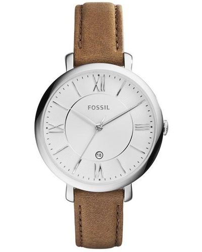 Fossil Jacqueline Quartz Stainless Steel And Leather Watch - White