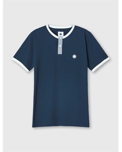 Pretty Green Pg Gingham Grandad Sn99 - Blue