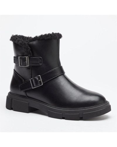 Be You Ultimate Comfort Borg Linedankle Boot - Black