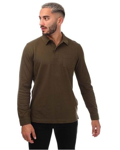 Sunspel Riviera Long Sleeve Polo Shirt - Brown