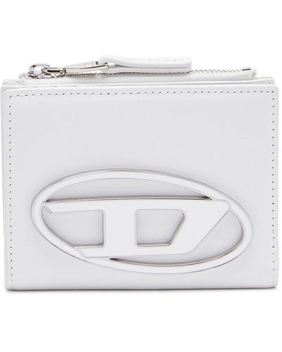 DIESEL Small Leather Wallet With Logo Plaque - White
