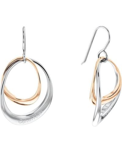 Calvin Klein Ladies Polished Two Tone Stainless Steel And Rose Gold Ring Earrings - Metallic
