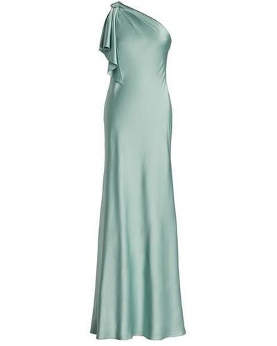 Ralph Lauren Satin Charmeuse One-shoulder Gown - Green