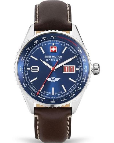 Swiss Military Hanowa Stainless Steel Sports Analogue Quartz Watch - Blue