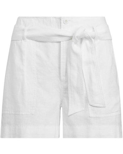 Lauren by Ralph Lauren Belted Linen Shorts - White