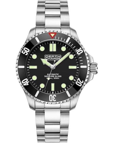 DEPTH CHARGE Charge Stainless Steel Dial Dive Watch - Metallic