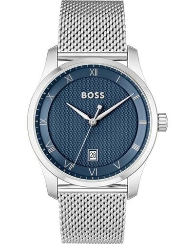 BOSS Principle Stainless Steel Mesh Watch - Blue